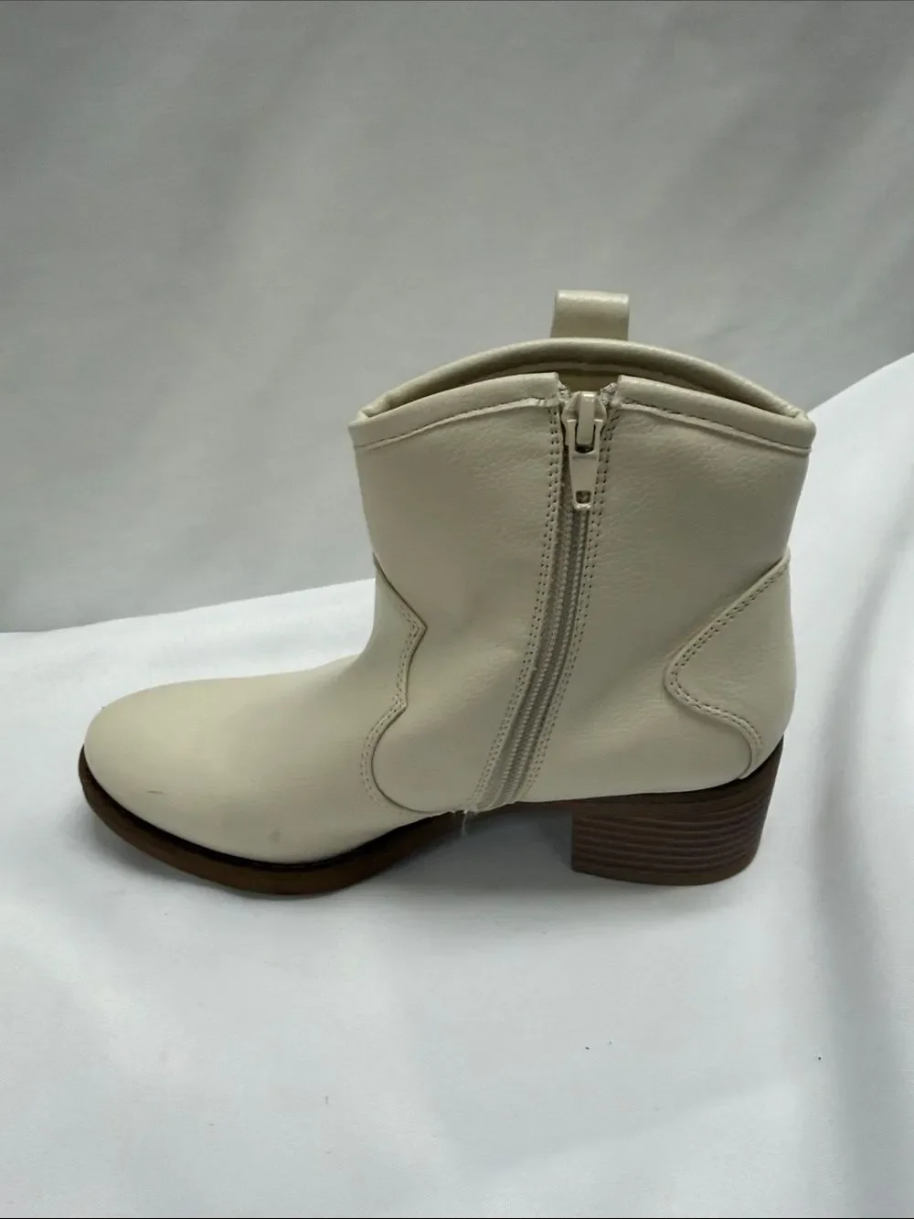 Cream Side-Zip Ankle Booties for Women
